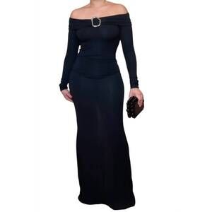 NEW KIKIRIKI off shoulder long dress in black